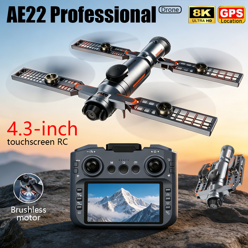 Drone Rc Explorer - โดรนพับได้รุ่นอัพเกรด AE22 PRO MAX กล้องคู่ 8K